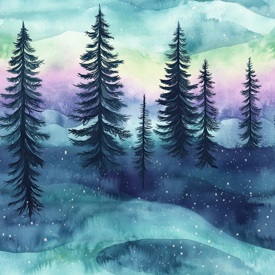 Northern Lights Forest – FabricMegaStore.com