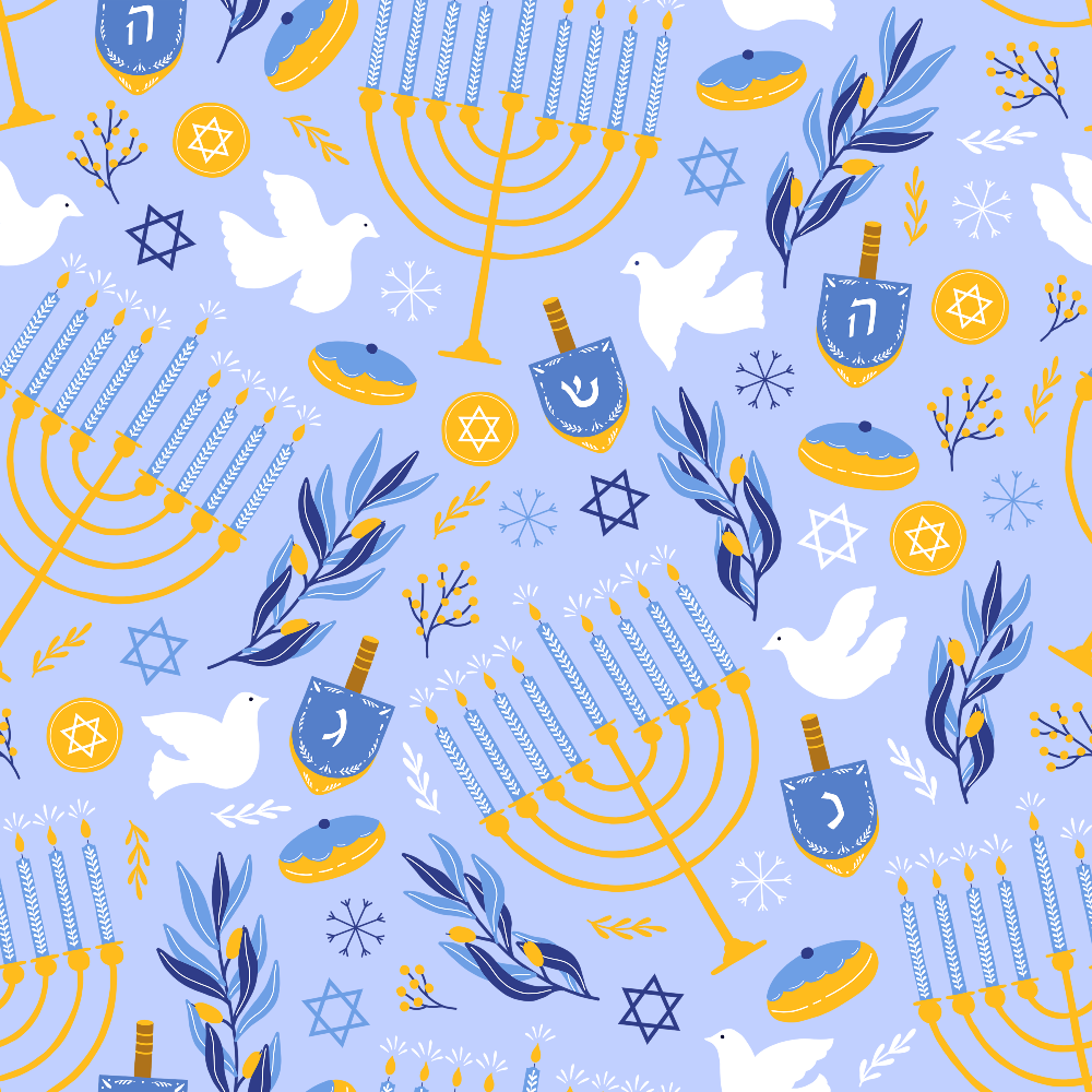 Happy Festival of Lights Pattern 2 Blue Quilting Cotton Fabric