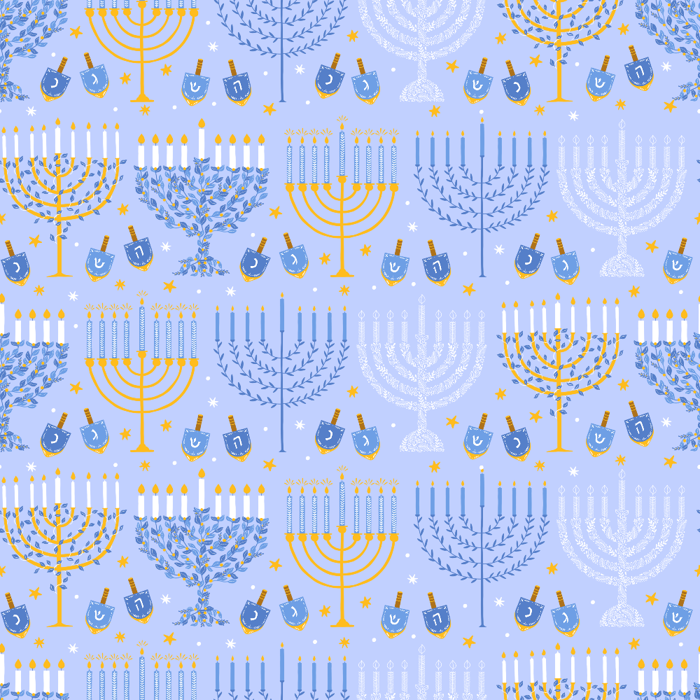 Happy Festival of Lights Pattern 9 Blue Quilting Cotton Fabric