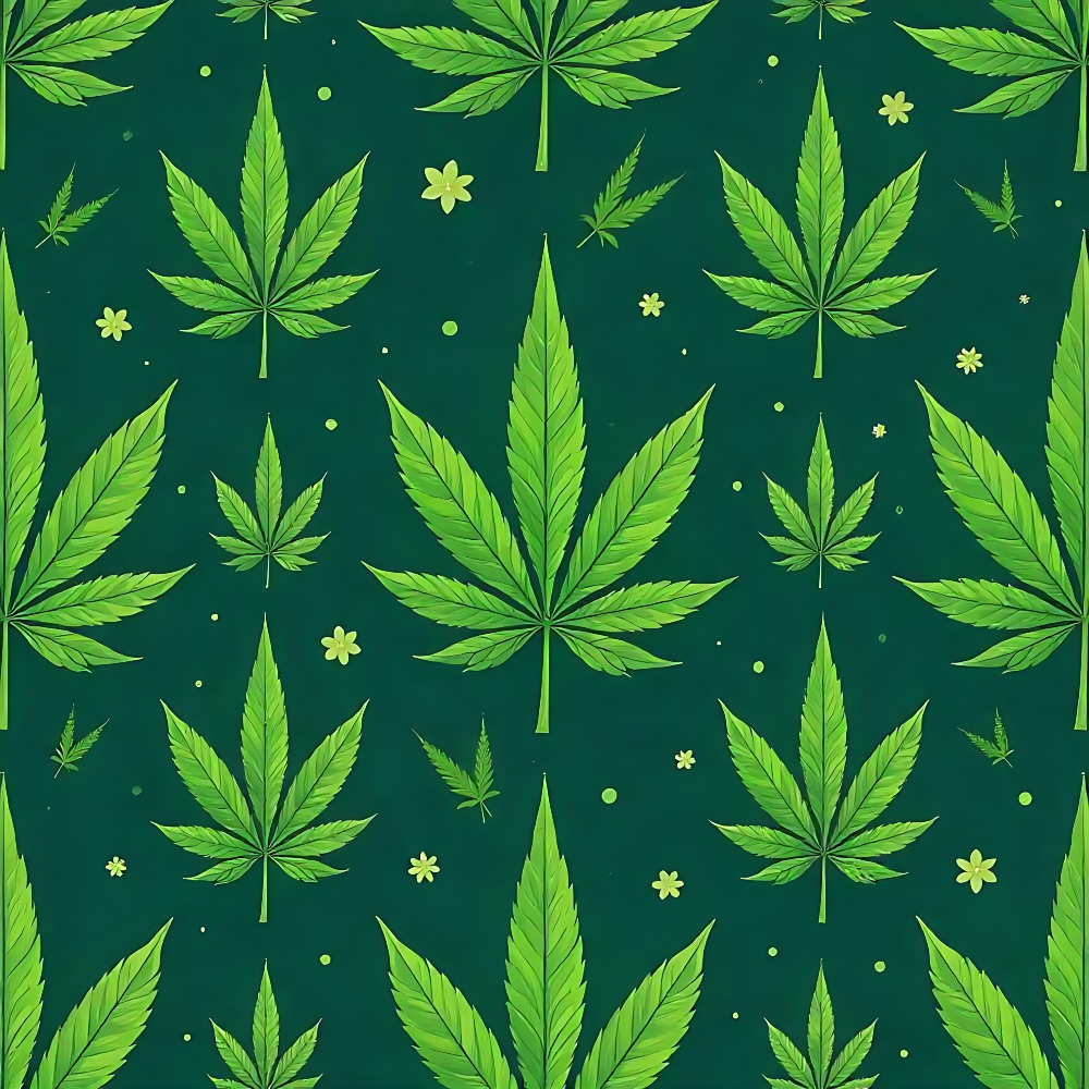 420 Marijuana Allover Pattern 1 Quilting Cotton Fabric featuring green cannabis leaves, botanical print, natural motifs, textile, cotton fabric, quilting material, vibrant colors, repeating design, fabric yardage, eco-friendly textile.