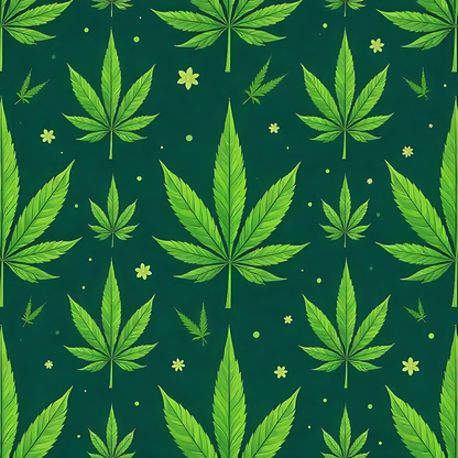 420 Marijuana Allover Pattern 1 Quilting Cotton Fabric featuring green cannabis leaves, botanical print, natural motifs, textile, cotton fabric, quilting material, vibrant colors, repeating design, fabric yardage, eco-friendly textile.