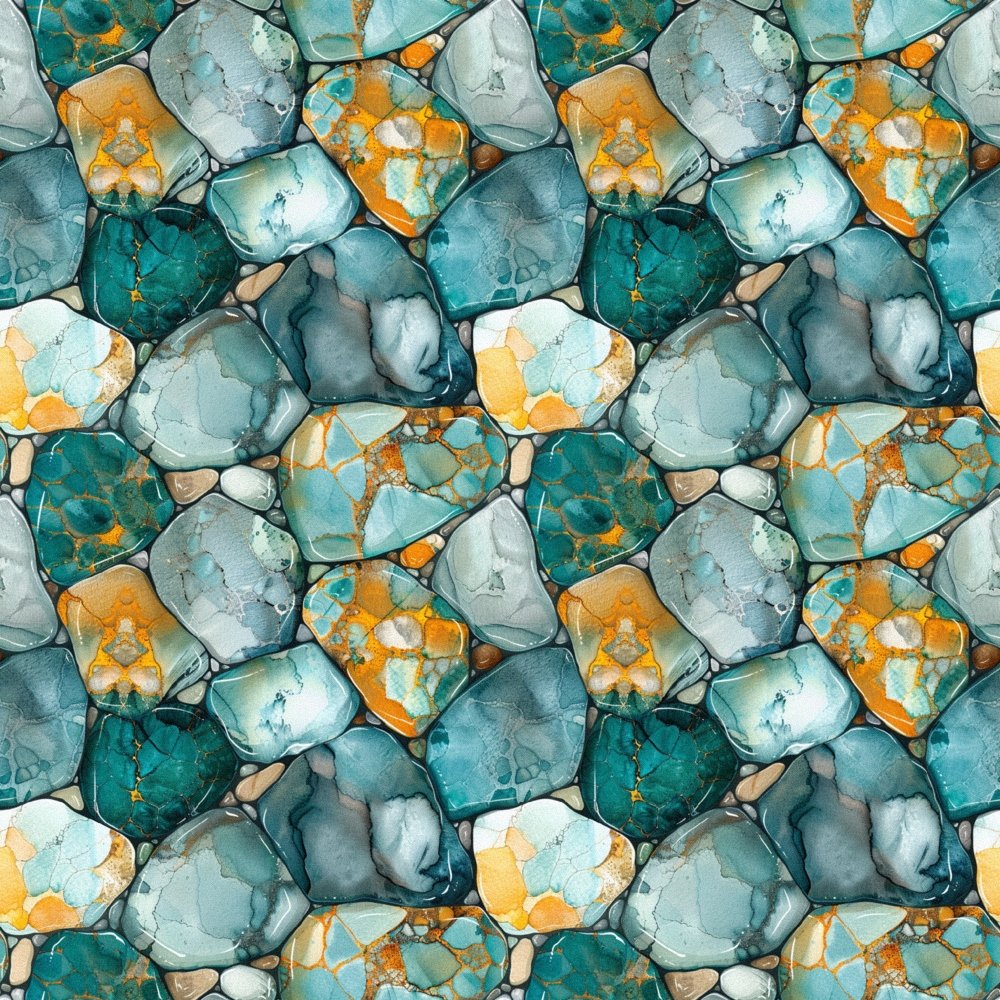 Turquoise Gemstone Pattern 4 Quilting Cotton Fabric
