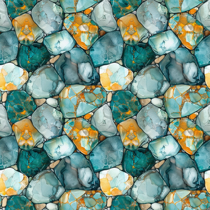 Turquoise Gemstone Pattern 4 Quilting Cotton Fabric