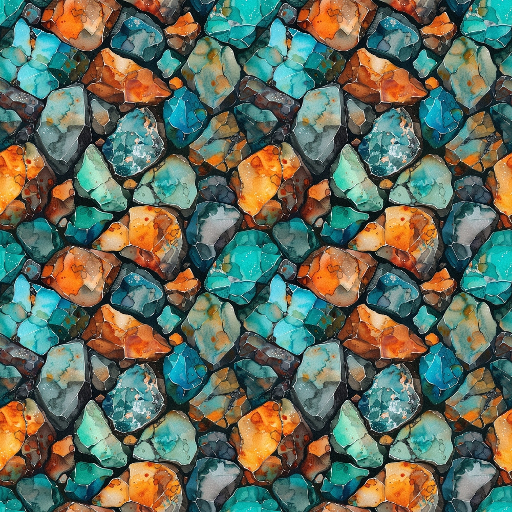 Turquoise Gemstone Pattern 7 Quilting Cotton Fabric