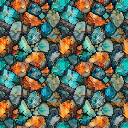 Turquoise Gemstone Pattern 7 Quilting Cotton Fabric