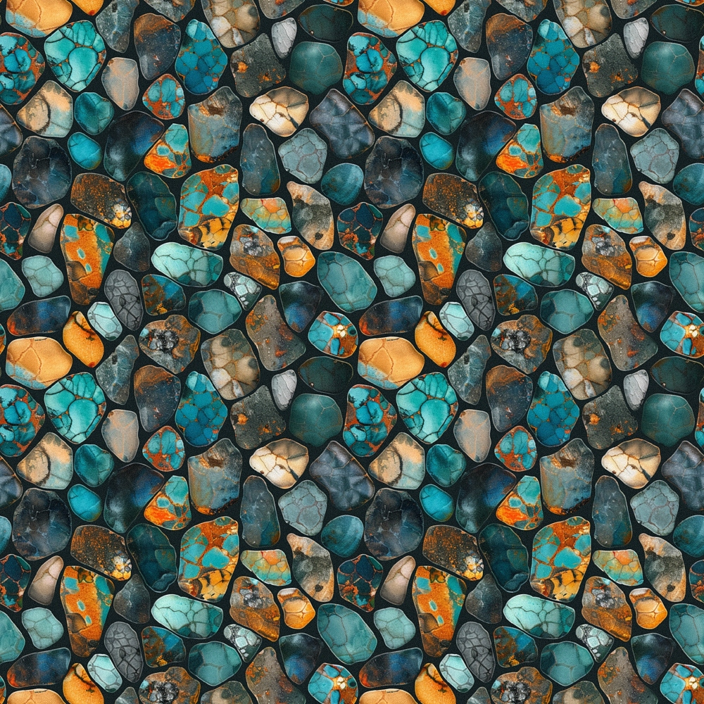 Turquoise Gemstone Pattern 10 Quilting Cotton Fabric