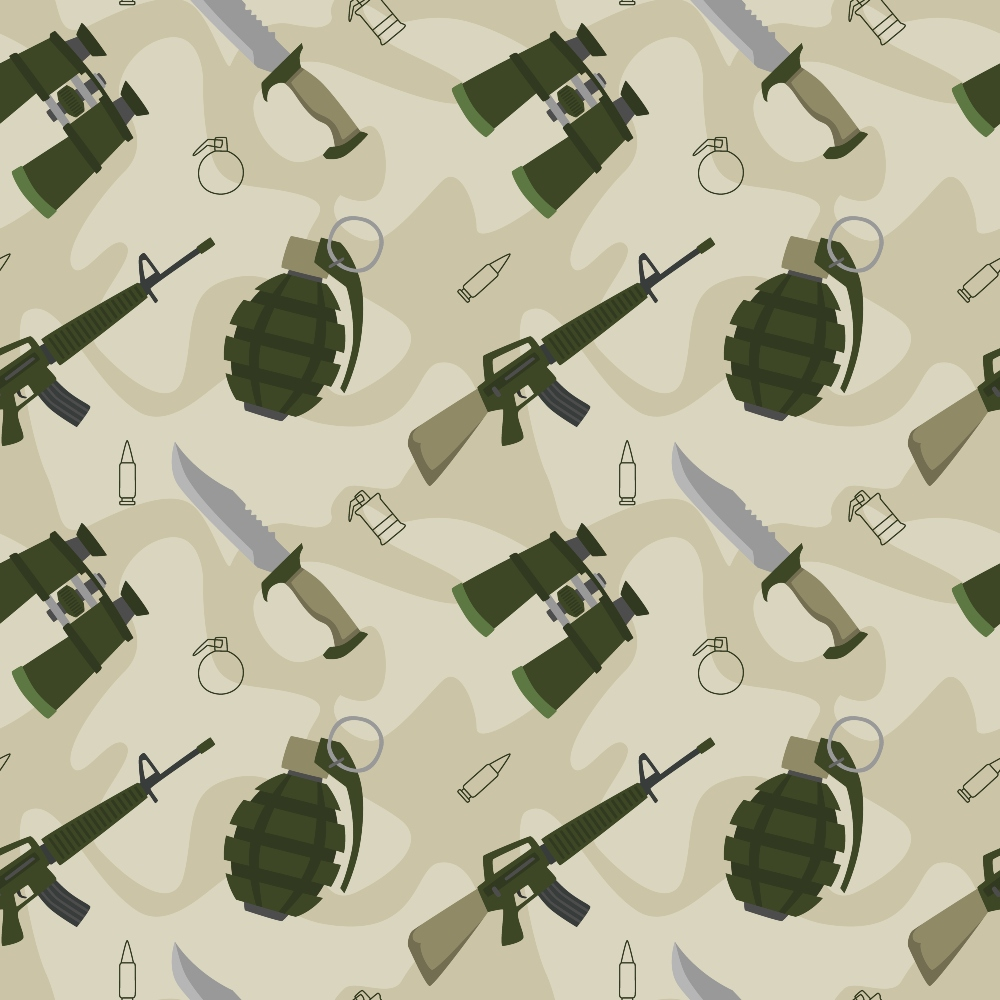 Soldier Gear Pattern 2 Quilting Cotton Fabric