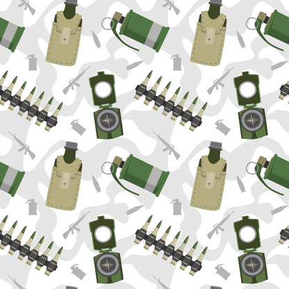 Soldier Gear Pattern 3 Quilting Cotton Fabric