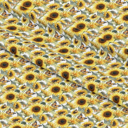 Sunflower and Butterfly Pattern 26 Quilting Cotton Fabric