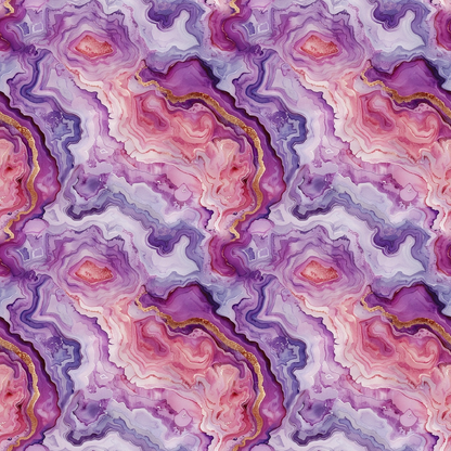- Agate Gemstones Pattern 1 Quilting Cotton Fabric  
- Purple, lavender, pink, gold  
- Swirling, layered, natural stone design  
- Quilting, cotton, textile  
- Soft, premium, vibrant colors  
- Decorative, crafting, sewing material