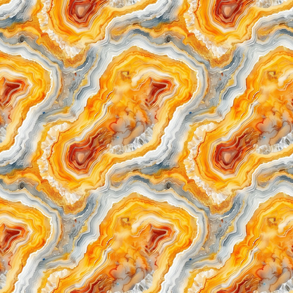 Agate Gemstones Pattern 2 Quilting Cotton Fabric, quilting fabric, cotton textile, gemstone print, yellow, orange, gray, brown hues, natural stone design, mineral texture, vibrant colors, soft fabric, premium quilting cotton, artistic pattern, fabric yardage, eco-friendly finish