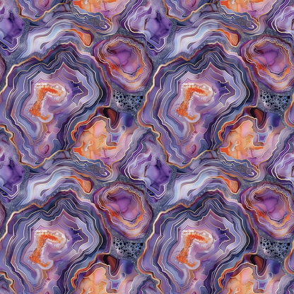 Agate Gemstones Pattern 3 Quilting Cotton Fabric, fabric, quilting, cotton, textile, gemstone, mineral, purple, lavender, orange, abstract, organic, layered, natural, smooth, soft, vibrant, decorative, seamless, artistic, dyed