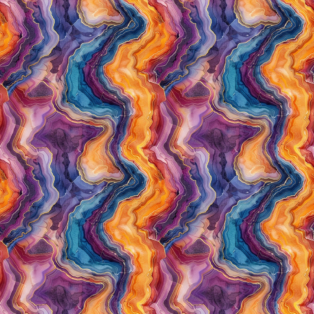- Agate Gemstones Pattern 4 Quilting Cotton Fabric  
- Abstract design  
- Organic shapes  
- Vibrant colors  
- Blue, purple, orange, pink  
- Swirling pattern  
- Natural texture  
- Textile art  
- Quilting material  
- Cotton textile
