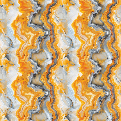 Agate Gemstones Pattern 6 Quilting Cotton Fabric, abstract, gemstone, orange, gray, yellow, white, marble, stone, swirl, wavy, natural, textured, organic, textile, quilting, cotton, fabric