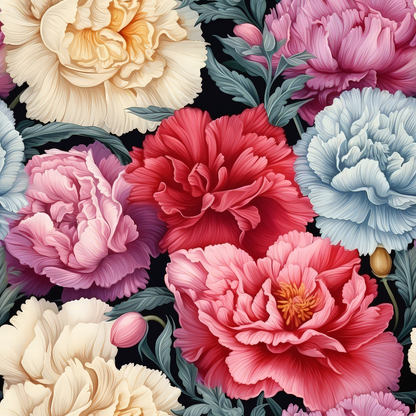 Colorful Carnation Flowers Pattern 7 Quilting Cotton Fabric