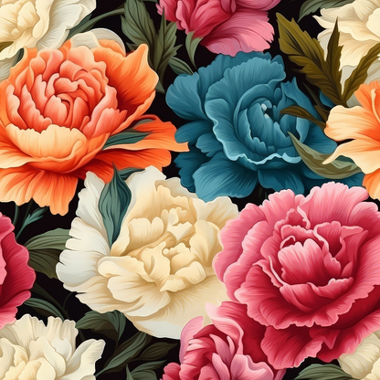 Colorful Carnation Flowers Pattern 8 Quilting Cotton Fabric