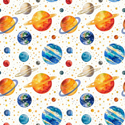 Solar System Pattern 2 Quilting Cotton Fabric