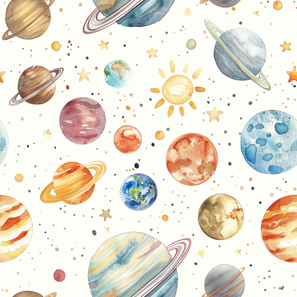 Solar System Pattern 9 Quilting Cotton Fabric
