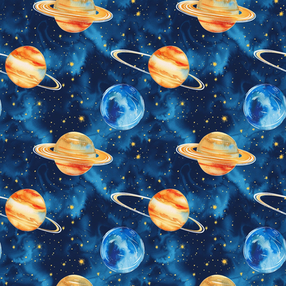 Solar System Pattern 10 Quilting Cotton Fabric