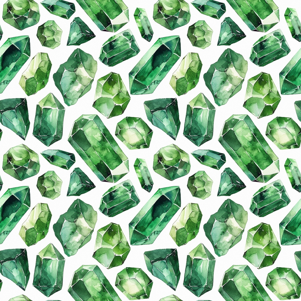 Emerald Gemstones Pattern 2 Quilting Cotton Fabric