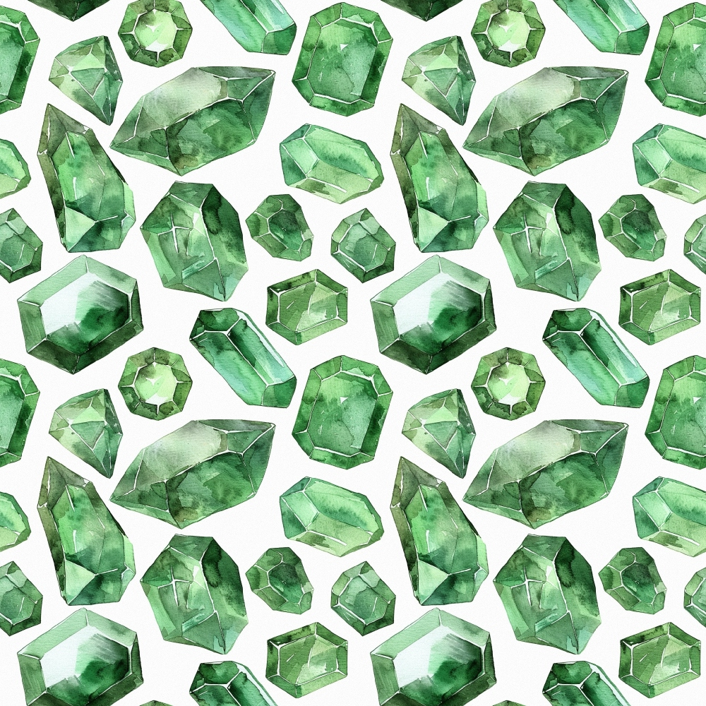 Emerald Gemstones Pattern 3 Quilting Cotton Fabric