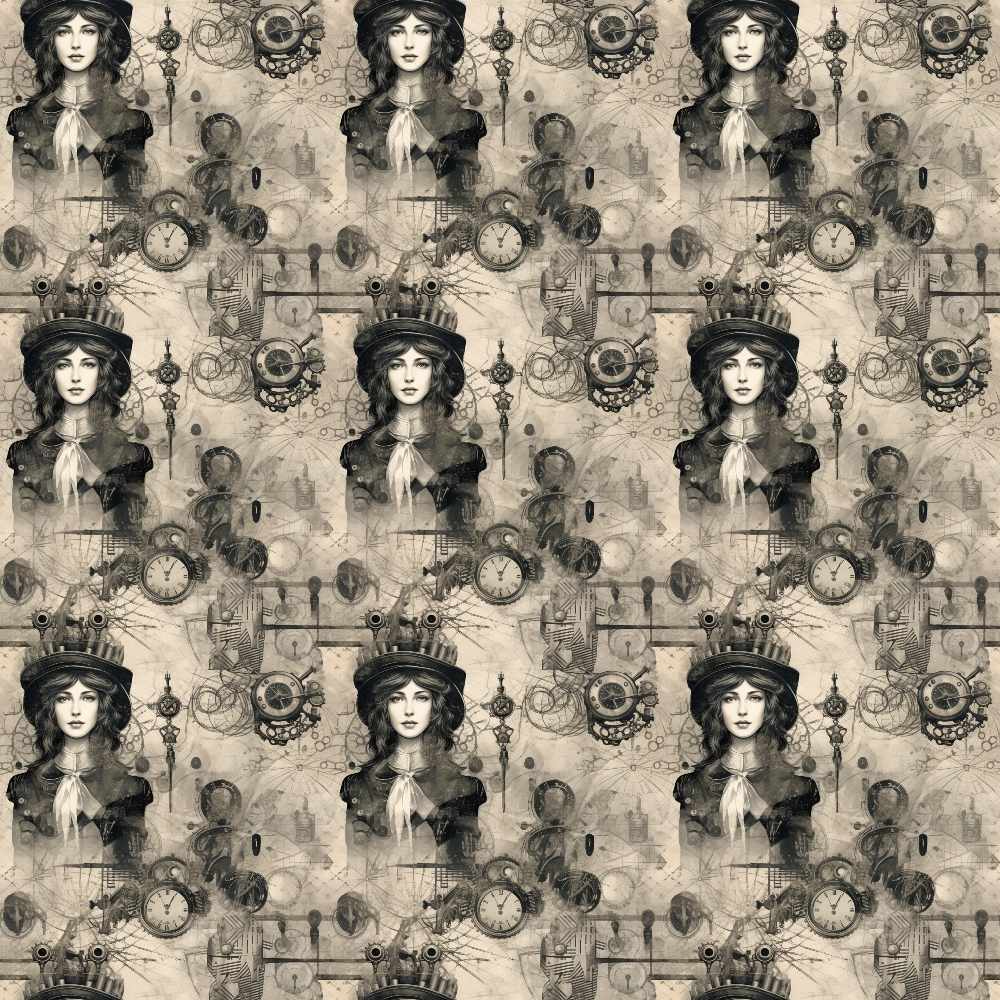 Goth Steampunk Pattern 2 Quilting Cotton Fabric