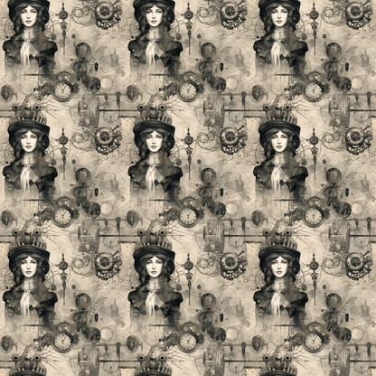 Goth Steampunk Pattern 2 Quilting Cotton Fabric