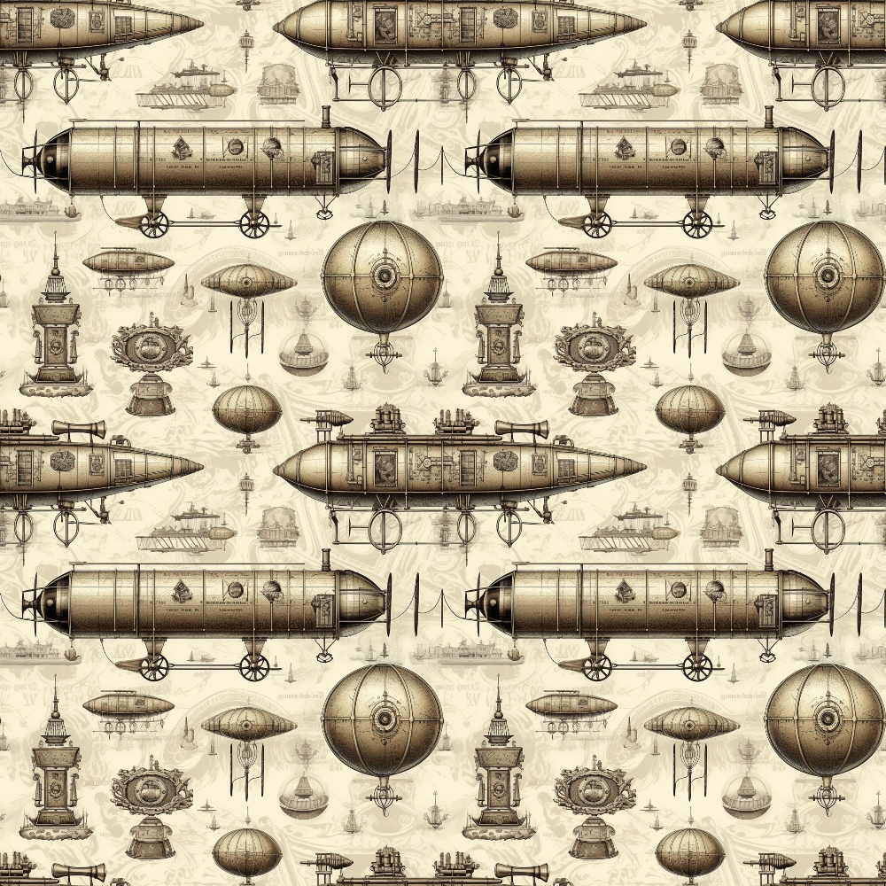 Goth Steampunk Pattern 3 Quilting Cotton Fabric