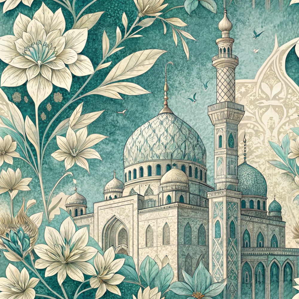 Islamic Blue Pattern 5 Quilting Cotton Fabric
