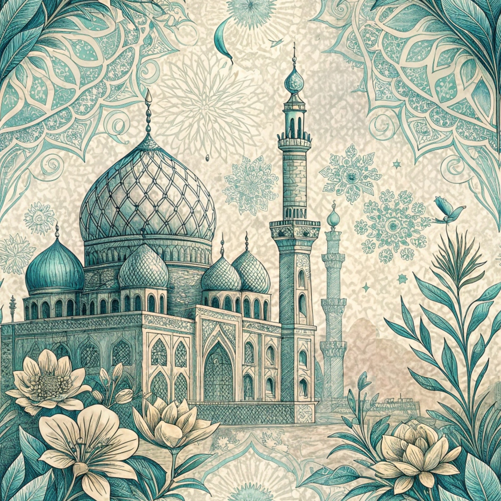 Islamic Blue Pattern 6 Quilting Cotton Fabric