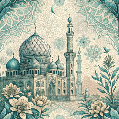 Islamic Blue Pattern 6 Quilting Cotton Fabric