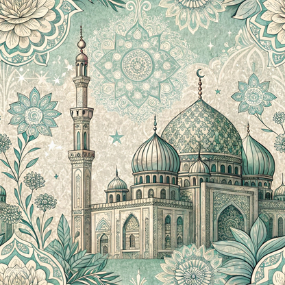 Islamic Blue Pattern 7 Quilting Cotton Fabric