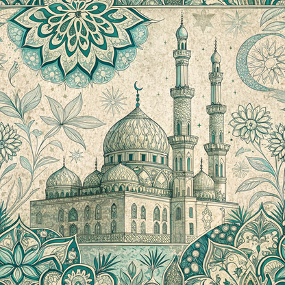 Islamic Blue Pattern 8 Quilting Cotton Fabric
