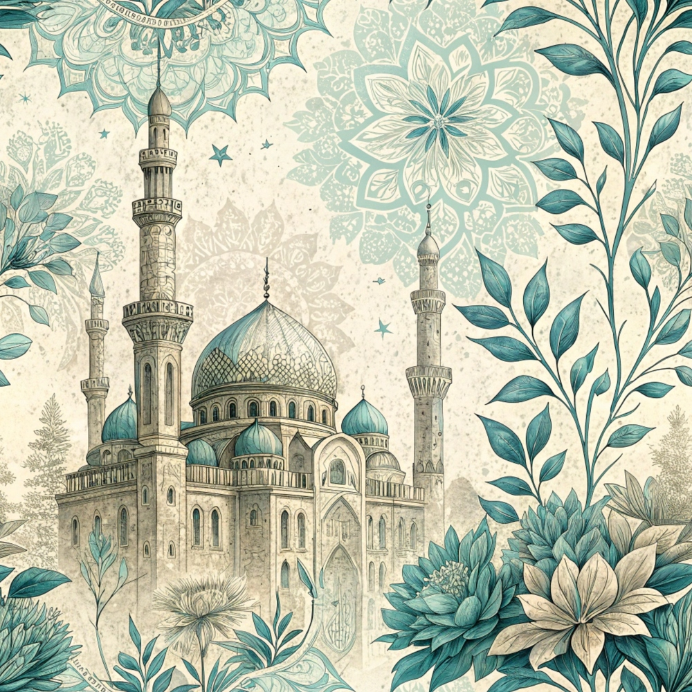 Islamic Blue Pattern 11 Quilting Cotton Fabric