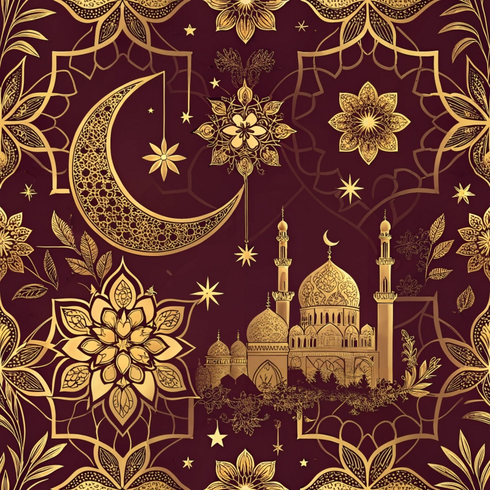 Islamic Red Pattern 4 Quilting Cotton Fabric