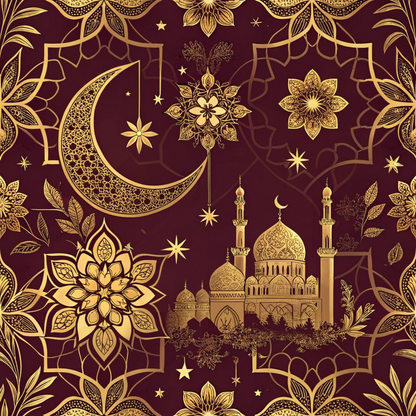 Islamic Red Pattern 4 Quilting Cotton Fabric