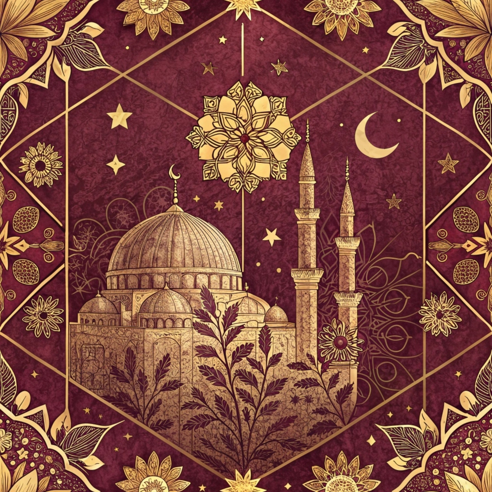 Islamic Red Pattern 5 Quilting Cotton Fabric