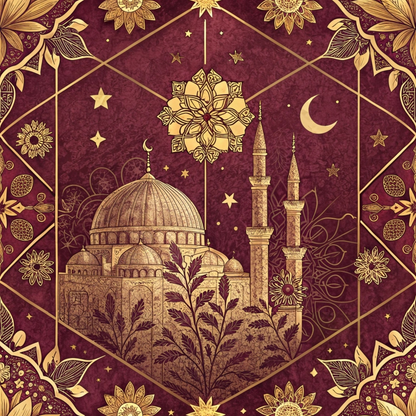 Islamic Red Pattern 5 Quilting Cotton Fabric