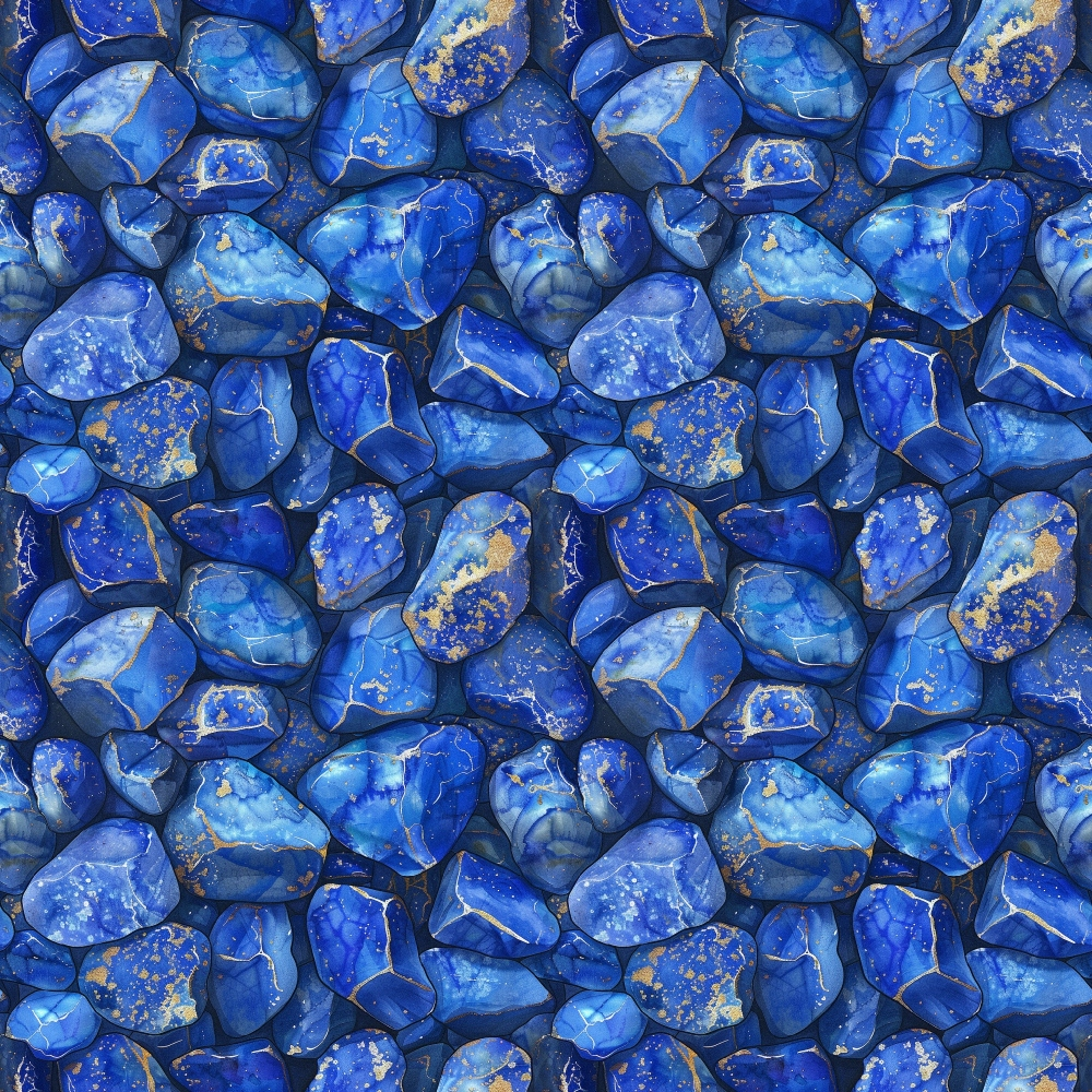 Lapis Lazuli Gemstones Pattern 4 Quilting Cotton Fabric