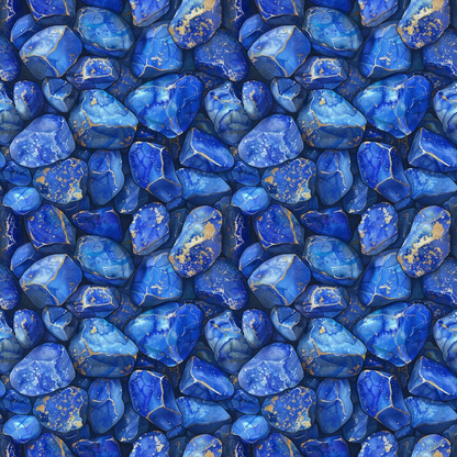 Lapis Lazuli Gemstones Pattern 4 Quilting Cotton Fabric