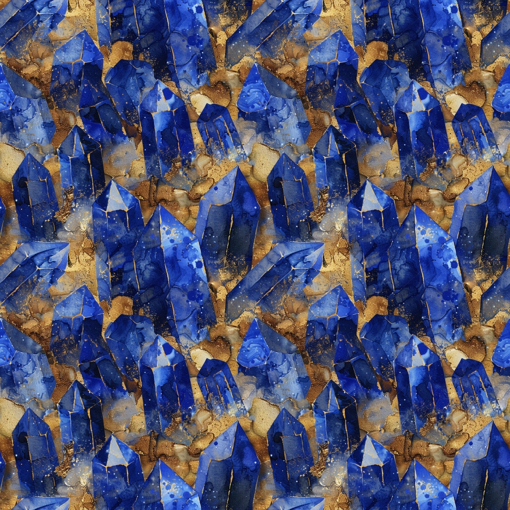 Lapis Lazuli Gemstones Pattern 5 Quilting Cotton Fabric