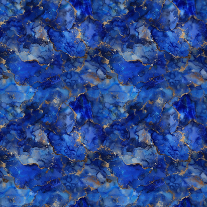 - Lapis Lazuli Gemstones Pattern 6 Quilting Cotton Fabric  
- Blue hues  
- Deep navy  
- Gold accents  
- Marble-like texture  
- Abstract design  
- Jewels inspired  
- Textile  
- Quilting material  
- Soft cotton  
- Artistic motif  
- Elegant fabric  
- Rich colors  
- Seamless print