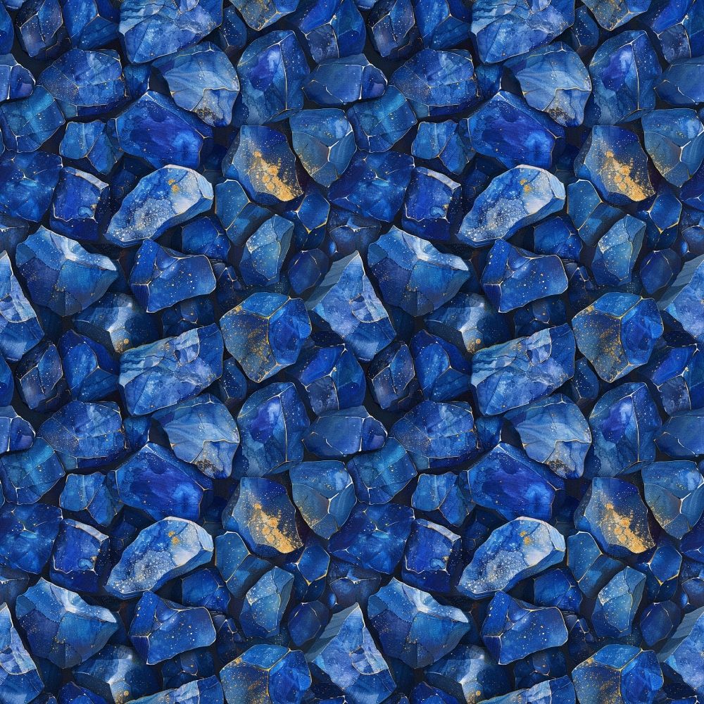 Lapis Lazuli Gemstones Pattern 10 Quilting Cotton Fabric