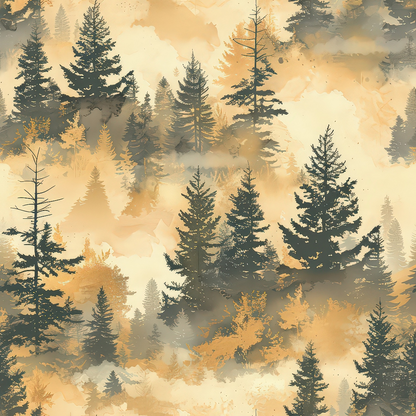 Misty Morning Mountains Pattern 7 Quilting Cotton Fabric