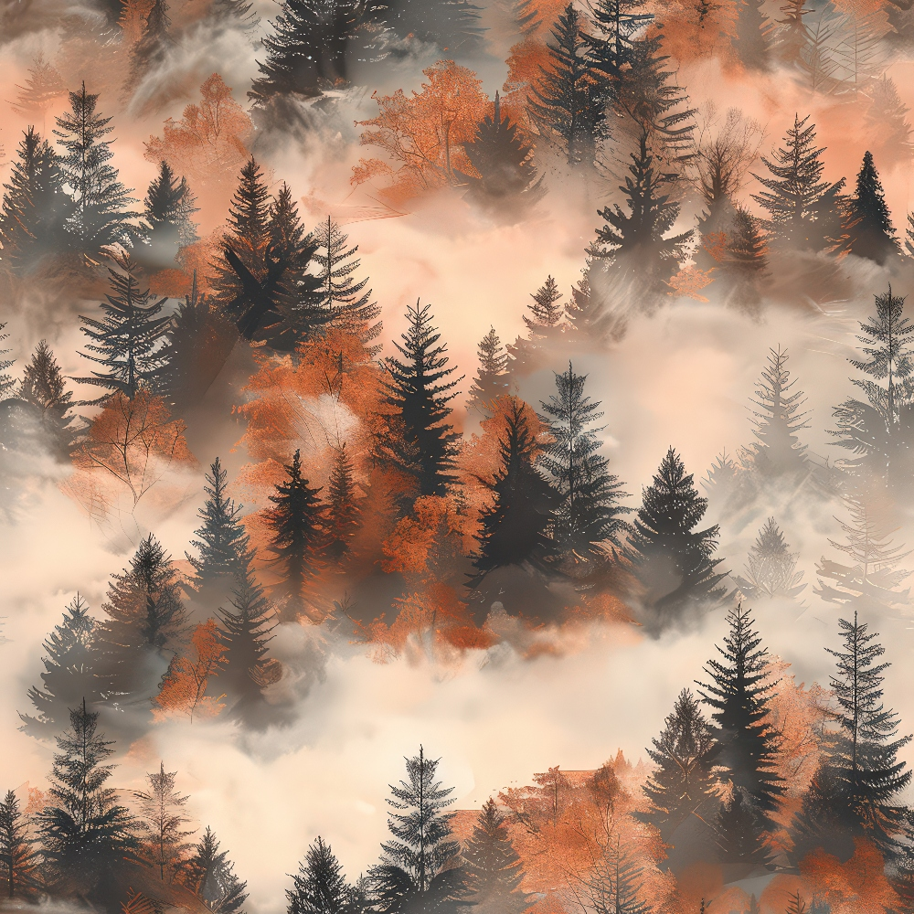 Misty Morning Mountains Pattern 8 Quilting Cotton Fabric