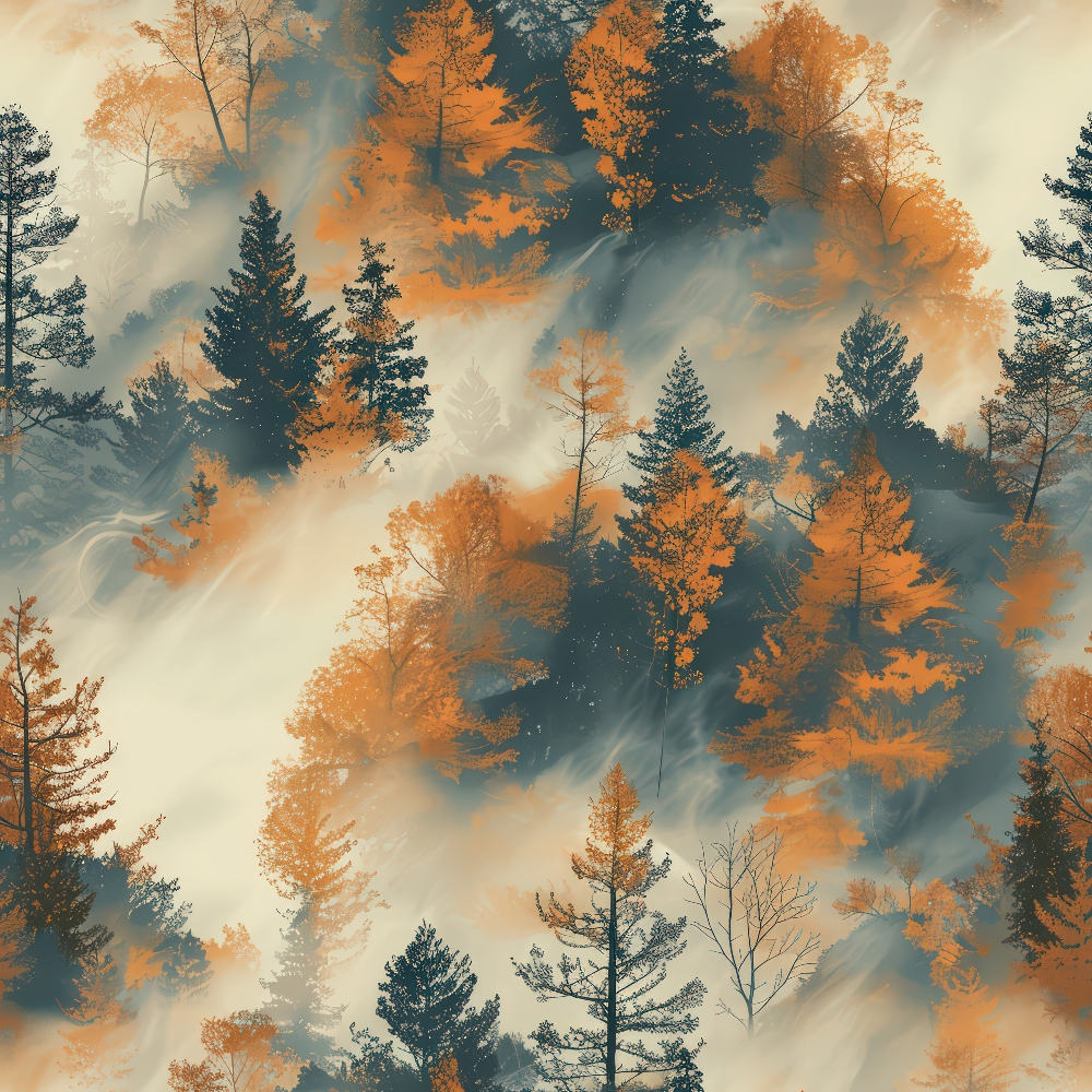 Misty Morning Mountains Pattern 12 Quilting Cotton Fabric
