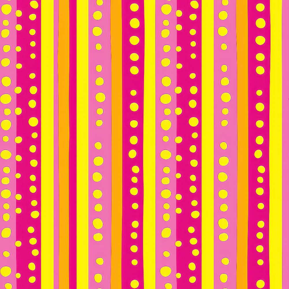 Pink and Yellow Dotted Stripes Pattern 3 Quilting Cotton Fabric