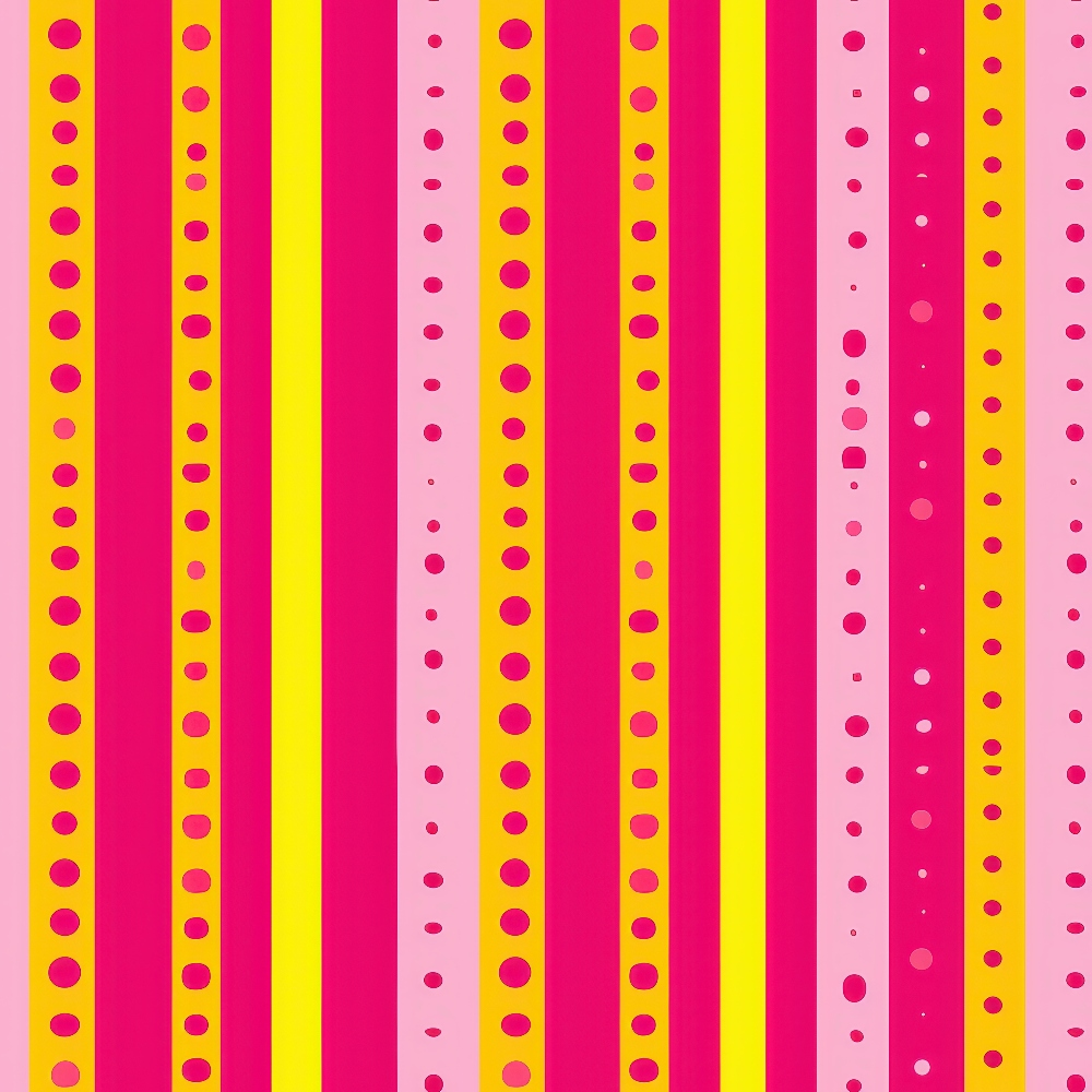 Pink and Yellow Dotted Stripes Pattern 5 Quilting Cotton Fabric