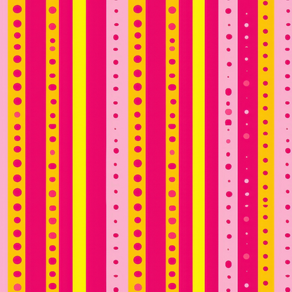Pink and Yellow Dotted Stripes Pattern 5 Quilting Cotton Fabric
