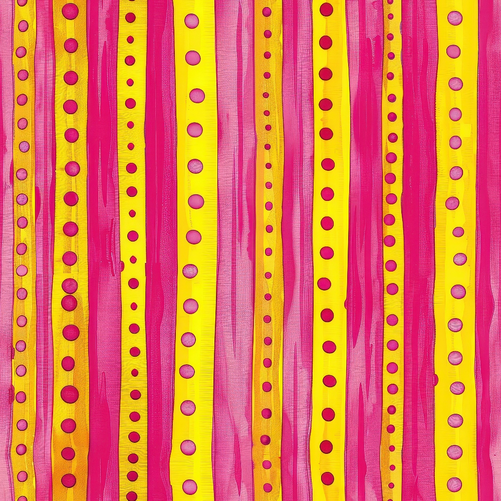 Pink and Yellow Dotted Stripes Pattern 8 Quilting Cotton Fabric